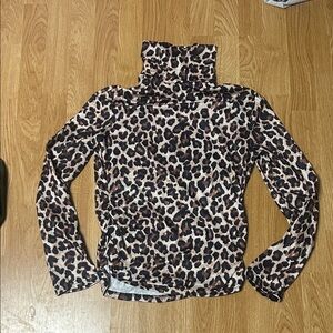 Leopard Print Turtleneck Top